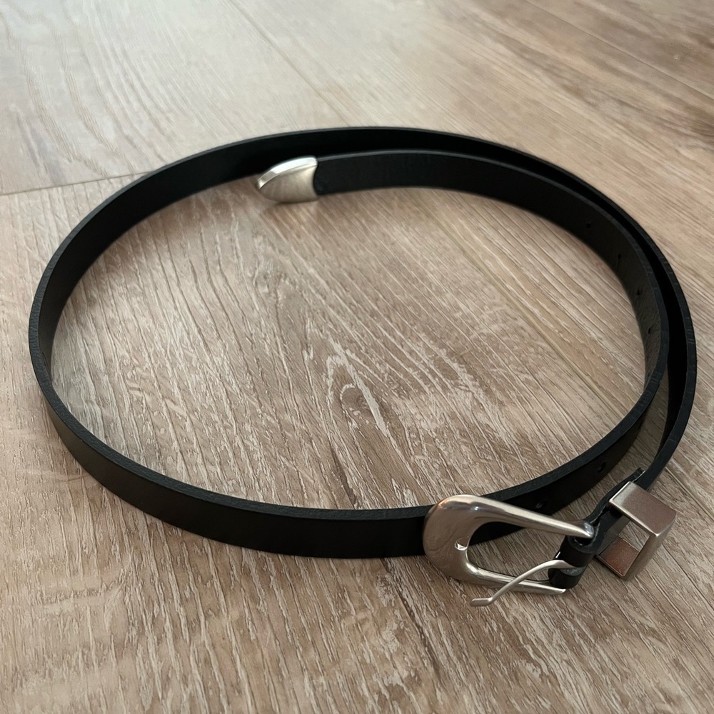 Signature Black Leather Belt with Silver Buckle